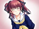  brown_hair closed_eyes dutch_angle game_cg konoe_sunao long_hair non-web_source school_uniform serafuku shironeko_sanbou solo tsuyokiss twintails 