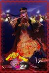  2girls absurdres blonde_hair blood bug butterfly chiester556 chiester_sisters corpse death dress highres hime_cut insect long_hair multiple_girls purple_hair red_eyes rosa_beatrice sakutarou umineko_no_naku_koro_ni ushiromiya_rosa zonsters 