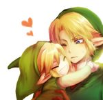  artist_request blonde_hair blue_eyes earrings hat heart hug jewelry link lowres male_focus multiple_boys pointy_ears smile the_legend_of_zelda toon_link 