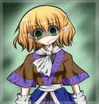  artist_request blonde_hair green_eyes hair_in_mouth half_updo lowres mizuhashi_parsee solo touhou 