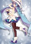  bad_id bad_pixiv_id blue_eyes blue_hair hat hatsune_miku long_hair looking_back pantyhose skirt solo suki!_yuki!_maji_magic_(vocaloid) twintails usashi very_long_hair vocaloid witch_hat yuki_miku 