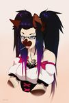  blue_eyes brown_fur brown_nose bust cat clothed clothing corset eyewear fayleh feline female fur glasses hair mammal piercing purple_hair red_hair siamese solo tan_fur violet_hair 