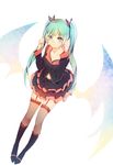  blue_eyes boots full_body garter_straps green_hair hatsune_miku honey_whip_(module) knee_boots long_hair looking_at_viewer lpip project_diva_(series) project_diva_f solo sweet_devil_(vocaloid) thighhighs twintails vocaloid white_background 