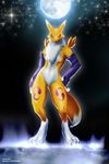  canine digimon fox ice lascha mammal moon renamon standing stars video_games 