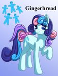  blue_eyes blue_fur bow cutie_mark equine female fur gingerbread_(mlp) hair horse looking_at_viewer mammal multi-colored_hair my_little_pony plain_background pony solo starbat 