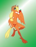  applejack_(mlp) avian bird blonde_hair cowboy_hat cutie_mark female freckles friendship_is_magic fruit hair hat my_little_pony phoenix solo stetson thelonecrow wings 