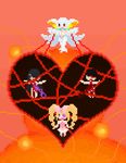  4girls blonde_hair eyepatch harime_nui heart kill_la_kill kiryuuin_ragyou kiryuuin_satsuki matoi_ryuuko multicolored_hair multiple_girls pixel_art spoilers 