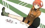  animal_ears bike_shorts blue_eyes boots em isabelle_du_monceau_de_bergendal noble_witches orange_hair short_hair sitting smile solo spread_legs stretch world_witches_series 