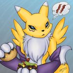  bacon burger digimon food renamon thinking video_games 