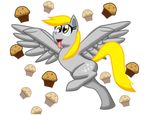  cutie_mark derp_eyes derpy_hooves_(mlp) equine food friendship_is_magic fur grey_fur hair mammal muffin my_little_pony open_mouth pegasus tongue tongue_out wings yellow_eyes 