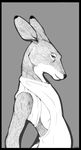  absurd_res anthro backlash91 black_nose cervine clothed clothing deer greyscale hi_res looking_at_viewer male mammal monochrome solo 