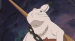  1girl animated animated_gif belt bunny chains hoozuki_no_reitetsu karashi_(hoozkui_no_reitetsu) karashi_(hoozuki_no_reitetsu) no_humans oar rabbit 