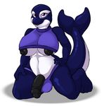  anthro anuvia areola big_breasts black_nipples breasts cetacean dickgirl intersex kneeling looking_at_viewer mammal marine myra nipples orca penis pink_eyes plain_background solo whale white_background white_body 