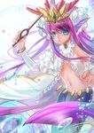  baton blue_eyes headdress highres long_hair mermaid mimitsoi monster_girl purple_hair puzzle_&amp;_dragons siren_(p&amp;d) staff_(music) 