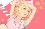  bad_id bad_pixiv_id blonde_hair expressionless hairband iko_(i-my-16) kagamine_rin looking_away lying open_mouth short_hair solo vocaloid 