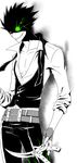  1boy belt blazblue evil_grin evil_smile grin hazama knife male male_focus smile vest yuuki_terumi 