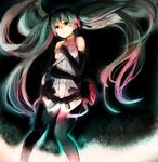  bad_id bad_pixiv_id elbow_gloves gloves green_eyes green_hair hatsune_miku hatsune_miku_(append) highres keshitsubu long_hair pink_hair solo thighhighs twintails very_long_hair vocaloid vocaloid_append 