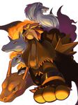  arcanine charizard commentary_request entei fire from_below gen_1_pokemon gen_2_pokemon green_eyes looking_at_viewer looking_down moiko ninetales no_humans open_mouth pokemon pokemon_(creature) ponyta quilava rapidash red_eyes shiny_pokemon simple_background white_background 