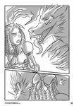  anthro attack bow canine comic curly_hair drill_hair female grab greyscale human locofuria mammal monochrome plain_background were werewolf white_background 