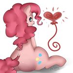  blue_eyes cutie_mark equine female feral friendship_is_magic fur hair horse mammal mingamia my_little_pony pink_fur pink_hair pinkie_pie_(mlp) plain_background shadow sitting solo white_background 