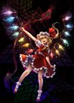  ascot blonde_hair flandre_scarlet hat kiiroink laevatein long_hair mary_janes open_mouth red_eyes shoes side_ponytail solo touhou 