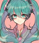  aqua_eyes aqua_hair hatsune_miku kohaku_(ib6910801) long_hair necktie sketch smile solo twintails vocaloid 