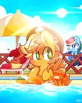  apple_bloom_(mlp) applejack_(mlp) blonde_hair cloud cowboy_hat equine eyes_closed female friendship_is_magic green_eyes hair hat horse inflatable_ring lifeloser mammal multi-colored_hair my_little_pony pegasus pony pool rainbow_dash_(mlp) rainbow_hair red_hair sky sleeping sun swimming_pool water wings 