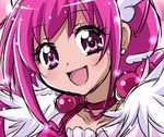 :d choker cure_happy earrings face hoshizora_miyuki jewelry long_hair magical_girl open_mouth pink pink_choker pink_eyes pink_hair precure sketch smile smile_precure! solo yuizawa 