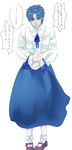  blue_eyes blue_hair cosplay crossdressing dress erina_pendleton erina_pendleton_(cosplay) highres jojo_no_kimyou_na_bouken jonathan_joestar kyykttk male_focus phantom_blood solo translated 