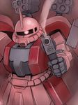  gundam gundam_build_fighters horn mecha no_humans pink_eyes s09v165 smoke smoking_gun solo weapon zaku zaku_amazing zaku_ii 