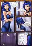  absurd_res blue_eyes blue_hair breasts clothed clothing comic dakuroihoshi dialog english_text equine erect_nipples female friendship_is_magic hair hi_res horn human inside magic mammal my_little_pony nipples princess_luna_(mlp) rope royalty shaded signature solo text tiara winged_unicorn wings 