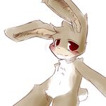  anthro big_eyes blush dagasi kemono lagomorph long_ears mammal plain_background rabbit red_eyes solo white_background 