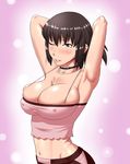 1girl armpits arms_up breasts cleavage large_breasts ml navel pixiv_manga_sample smile 