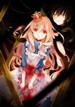  1girl absurdres black_hair blonde_hair blood crown dark_konoha dress highres kagerou_project konoha_(kagerou_project) kozakura_marry long_hair natsuhime outer_science_(vocaloid) red_eyes snake yellow_eyes 