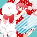  dress kitashirakawa_tamako long_hair momose_(oqo) monochrome oversized_object spot_color stuffed_animal stuffed_bunny stuffed_toy tamako_market 