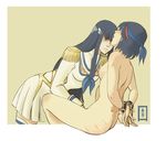  aoi_the_wild arms_behind_back bdsm between_legs black_hair blindfold blue_eyes blush bondage bound breasts clothed_female_nude_female cuffs dimples_of_venus dress epaulettes eyebrows fingering hair_ornament hairclip hand_between_legs handcuffs highlights junketsu kill_la_kill kiryuuin_satsuki long_hair matoi_ryuuko medium_breasts multicolored_hair multiple_girls nipples nude short_hair simple_background spanked sweatdrop thick_eyebrows thighhighs yuri 