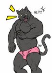  !! 2014 abs anthro biceps black_body black_fur black_nose briefs bulge cellphone chubby dialog english_text fb1907 feline fur green_eyes looking_at_viewer male mammal musclegut muscles open_mouth panther pecs phone plain_background sharp_teeth solo standing surprise teeth text tongue underwear whiskers white_background 