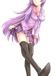  bad_id bad_pixiv_id highres long_hair monogatari_(series) panties purple_hair school_uniform senjougahara_hitagi solo suikaxd(zhanweiheng1992) thighhighs underwear 