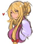  ;) blonde_hair bow braid breasts eyelashes french_braid hair_bow half_updo heart highres large_breasts nameo_(judgemasterkou) one_eye_closed sidelocks smile solo touhou yakumo_yukari yellow_eyes 