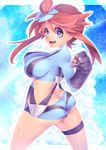  1girl ass blue_eyes breasts butt_crack fuuro_(pokemon) gym_leader large_breasts naoto_(yandereheaven) poke_ball pokeball pokemon pokemon_(game) pokemon_bw red_hair smile 