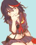  bad_id bad_pixiv_id black_hair gloves kill_la_kill matoi_ryuuko senketsu short_hair single_glove sitting sketch tamae_(jungetsu_fukou) 