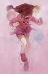  balloon braid brown_hair highres madotsuki met-tha pink_shirt shirt skipping skirt solo twin_braids twintails yume_nikki 