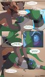  anthro balls bed blush bottomless claws clothing comic dialog dinosaur duo english_text father gay hoodie jasonafex kabier kane_(kabier) legwear male parent penis raptor scalie text toeless_socks vergence 