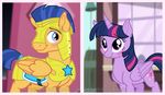  armor barrel blue_eyes blue_hair blush cutie_mark duo equestria_girls equine female flash_sentry_(eg) friendship_is_magic galea hair helmet horn horse male mammal my_little_pony pegasus pony purple_eyes standing star thephoebster twilight_sparkle_(mlp) window winged_unicorn wings 