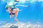  animal_ears aqua_hair bicolored_eyes bikini bubbles daikichi_maru final_fantasy final_fantasy_xiv miqo&#039;te swimsuit tail underwater water 