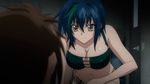  1boy 1girl animated animated_gif bikini blue_hair bouncing_breasts bra breasts cleavage high_school_dxd hyoudou_issei large_breasts panties short_hair swimsuit underwear xenovia_(high_school_dxd) yellow_eyes 