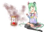  bad_id bad_pixiv_id ficusmicrocarpa flower green_eyes green_hair hatsune_miku highres hourglass jewelry long_hair necklace petals sitting skirt solo thighhighs twintails very_long_hair vocaloid wariza world_is_mine_(vocaloid) 