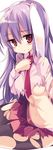  animal_ears black_legwear blush breasts bunny_ears long_hair maturiuta_sorato navel necktie panties pantyhose purple_hair red_eyes reisen_udongein_inaba sample sitting small_breasts solo torn_clothes torn_legwear touhou underwear white_panties yokozuwari 