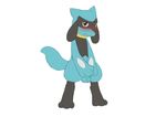 3_fingers 3_toes anthro balls barefoot blush canine convenient_censorship covering covering_self dreiker exposed fur half-closed_eyes hi_res jackal looking_at_viewer male mammal nintendo nude plain_background pok&#233;mon pok&eacute;mon riolu shy solo standing video_games white_background 