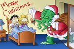  christmas cthulhu cthulhu_mythos drchrissy h.p._lovecraft hat holidays human mammal monster santa santa_hat scared tentacles 